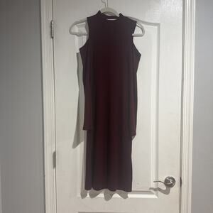 NWT One Clothing LA Burgundy Red Thin Sweater Cut Out Mock Neck Dress Size S